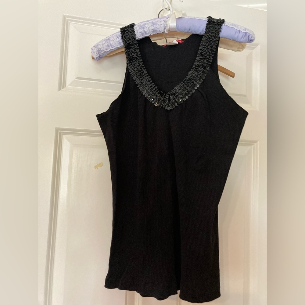 Peachie Keen Tank with Sequined Neck Detailing
